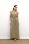 Long Dress with Belt Detail - Khaki - 5