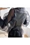 Black Mesh Double Sleeves Jacket with Zipper and Tulle Hem - 3