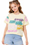 Girl's Just Chill Text Patterned Short Model (Crop) Yellow Color T-Shirt - 3