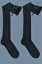 Women's over-the-knee lace-up bow 2-pair cotton combed socks