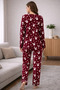 Women's Round Neck Top and Bottom Pajama Set Borda Rabbit Patterned 4 Season Tracksuit Set - 4