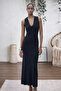 Women's V-Neck Long Summer Knitwear Dress - 3