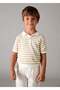 Summer Boys' Striped Mercerized Knitwear Tshirt - Cream