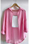 5-Pack Women's Black, White, Pink, Yellow, Khaki Cotton Oversize Linen Single Pocket Comfortable Shirts - 4