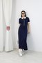 Women's Polo Collar Zipper Detailed Navy Blue Dress - 6