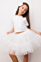 White Double Suit with Sequin Detail on Tulle Skirt - Freya - 3