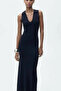 Women's V-Neck Long Summer Knitwear Dress - 4