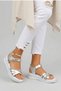Girls' Sandals with Open Front, Stone Detail, Striped Velcro, Comfortable Flexible Sole Slippers - 2