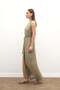 Long Dress with Belt Detail - Khaki - 3