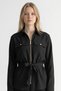 Black Gold Zippered Belted Top and Bottom Set with Pocket Detail - 3