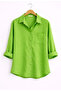 5-Pack Women's Black, Pistachio Green, Blue, Baby Blue, White Cotton Oversize Linen Single Pocket Comfortable Shirts - 3