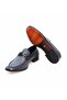 Dark Blue Color Laceless Genuine Leather Men's Shoes - 3