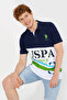 Men's Navy Blue Polo Neck T-Shirt 50249192-Vr033