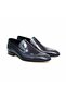 Dark Blue Color Laceless Genuine Leather Men's Shoes