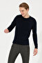Men's Navy Blue Crew Neck Knitwear Sweater 50252303-Vr033 - 3