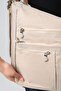 Viola Rosetti Beige Women's Multi-Compartment Waterproof Crinkle Daily Backpack Crossbody Hand and Shoulder Bag - 3