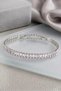 Sparkling Baguette Zircon Stone Luxury Design Women's Bracelet - Silver Color (14cm + 3cm)