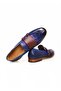 Burgundy Blue Laceless Genuine Leather Men's Shoes - 2