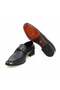 Black Color Laceless Genuine Leather Men's Shoes - 3