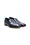 Dark Blue Color Laceless Genuine Leather Men's Shoes