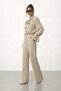 Tie Collar Spanish Sleeve Blouse and Wide Leg Pants Set - 3