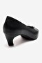 Versay Black Leather Pointed Toe Women's Low Heel Shoes - 5