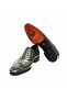Green Color Lace-Up Genuine Leather Men's Shoes - 3