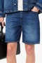 Men's Straight Fit Denim Dark Blue Bermuda Jean Shorts Men's Straight Cut Bermuda Denim Shorts Dark - 3