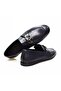 Dark Blue Color Laceless Genuine Leather Men's Shoes - 2