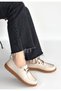 Guot Beige Leather Lace-Up Ballerina Shoes - 3