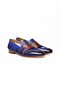 Burgundy Blue Laceless Genuine Leather Men's Shoes