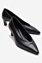 Versay Black Leather Pointed Toe Women's Low Heel Shoes