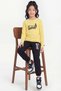 Long Sleeve Round Neck Printed Detailed Girls' Top and Bottom Set - 3