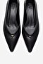 Versay Black Leather Pointed Toe Women's Low Heel Shoes - 2