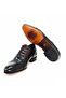 Black Color Lace-Up Genuine Leather Men's Shoes - 3