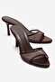 Monroe Brown Mesh Detailed Women's Thin Heeled Slippers
