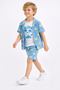 Nazar 32503-26 Boys' 3-Piece Set Aloha Printed Shirt Undershirt Shorts Summer Comfortable Fit Daily Set - 3