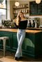 Blue Snow Women's High Waist Flare Jeans, Lycra Wide Leg Denim Pantsdk-1