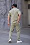 Men's Short Sleeve Linen Shirt Pants Set Summer Casual Bottom Top Set - 3