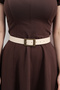 Antique Plated Rectangular Buckle Women's Trouser Belt, Dress Belt, Coat Belt - 3