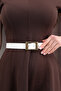 Antique Plated Rectangular Buckle Women's Trouser Belt, Dress Belt, Coat Belt - 2