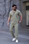 Men's Short Sleeve Linen Shirt Pants Set Summer Casual Bottom Top Set - 2
