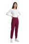 High Waist Carrot Cut Pleated Pants with Double Button Pockets - Burgundy - 3