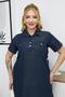 Plus Size Polo Collar Cotton Jean Dress - 6