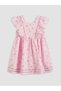 Lcw Kidspink V-Neck Ruffle Girls Dress