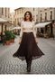 Intive Moda Heavy Guipure Lace Asymmetrical Cut Lined Belted Midi Length Skirt - Far City