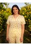 Large Size Yellow Color Lemon Pattern Short Sleeve Buttoned Milan Spring Fabric Women's Pajama Set - 2