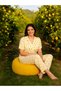 Large Size Yellow Color Lemon Pattern Short Sleeve Buttoned Milan Spring Fabric Women's Pajama Set - 3
