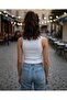 Intive Moda Ottoman Fabric Diamond Pattern Crew Neck Shiny Stone Detailed Premium Blouse/Crop - 5