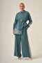 Women's Comfortable Fit Processing Detail Selin Double Suit Petrol 31326 - 5